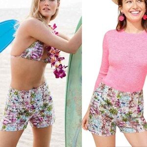 NWT J. Crew Harbor Print Linen Blend Sailor Shorts - 6